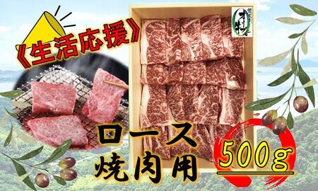 [生活応援]オリーブ牛ロース焼肉用 500g |国産 牛 オリーブ牛 ロース 焼肉 生活応援 肉 生活 焼肉 オリーブ 生活応援 牛肉 人気 焼肉 国産肉 肉