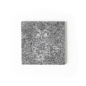 owl / Ichiro Yamaguchi|山口一郎氏イラスト刻印の庵治石プレート