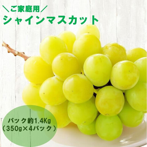 [感謝企画][8月下旬〜10月初旬発送]ご家庭用シャインマスカットパック約1.4Kg(350g×4パック)