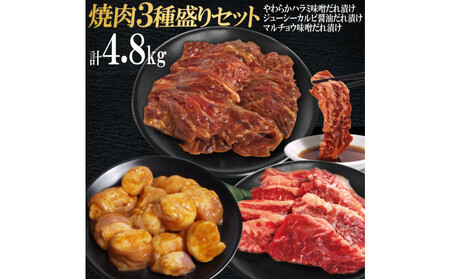 焼肉3種盛りセット(ハラミ・カルビ・マルチョウ)4.8kg | 情熱ホルモン