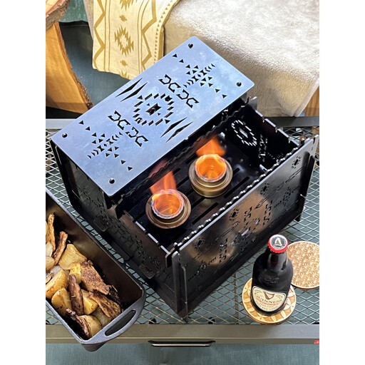 3WAY焚火BOXオルテガ柄 スタンダードセット＋グリル鉄板Sオルテガ柄4.5mm厚（オプション品）