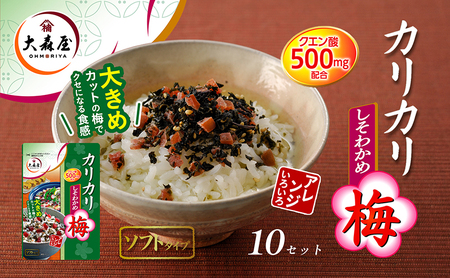 大森屋 カリカリ梅しそわかめ40g×10セット 