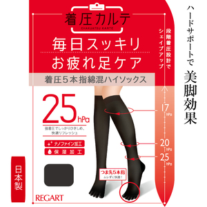 [メディックピエドシリーズ]着圧5本指綿混ハイソックスMサイズ ブラック ソックス くつした 靴下 日用品 美容 着圧ソックス 生活用品 健康用品 健康グッズ スポーツ 旅行 トラベル