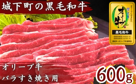 すき焼き オリーブ牛 金ラベル バラ肉 600g 国産 牛バラ 牛 肉 黒毛和牛 和牛 赤身 冷凍 小分け しゃぶしゃぶ 贈答 ごちそう 記念日 鍋 鉄板焼き オリーブ ヘルシー やわらかい 美味しい おいしい 香川県 香川 丸亀 丸亀市