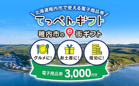 [ふるさと納税]稚内市e街ギフト 3,000円分