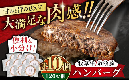 【牧草牛×放牧豚】ハンバーグ 10個《厚真町》【GOODGOOD株式会社】 ハンバーグ 牛肉 豚肉 小分け 冷凍配送 北海道 [AXBP007]