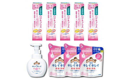 オリジナルDセット「システマハグキプラスハミガキ90g×5本&キレイキレイ泡ハンドソープ本体1本(250ml)&詰替え(200ml×3パック)」[日用品 人気 おすすめ 歯 デンタルケア キレイキレイ 石鹸 薬用 システマ ハグキ プラス オリジナル 歯磨き粉 ハミガキ はみがき]