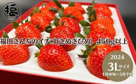 福田さんちのイチゴ(さぬきひめ)　3L サイズ 450g以上【配送不可：離島】苺 農園直送 いちご採れたて直送