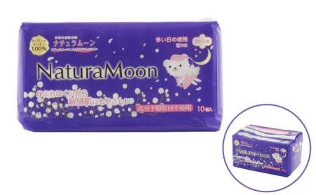 ナチュラムーン生理用品 夜用羽付き10個入×24個(1ケース) ファッション 女性 レディース 雑貨 日用品 羽根つき 防災 防災グッズ