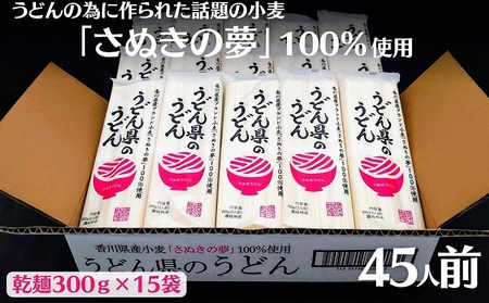 本場 讃岐うどん 乾麺【うどん県のうどん】45人前 300g×15袋入り さぬき 香川県産 おとりよせ