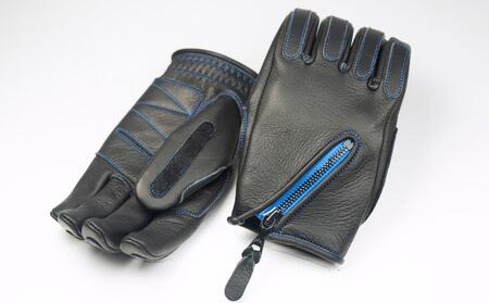 ライディンググローブ カカザン バイク用 【カラー：ブラック×ブルー／サイズ：L】(スリーシーズン向け)