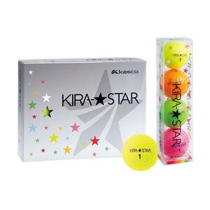 ゴルフ ボール カラーボール KIRA STAR 12球入 1ダース[カラー:4色×3セット(イエロー、オレンジ、ピンク、ライム)]キャスコ KASCO 高弾道 ユニセックス 初心者 かわいい 2ピース 1コア 1カバー 見える ソフト ヘッドスピード さぬき市