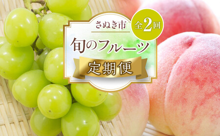 [定期便全2回]旬の フルーツ定期便 (桃 シャインマスカット)[もも 葡萄 ぶどう 旬 人気 果物 くだもの フルーツ 香川県]