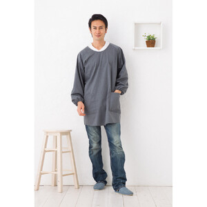 【杢グレー】シンプルラグランメンズ割烹着