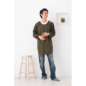 [カーキ]シンプルラグランメンズ割烹着