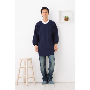 [ネイビー]シンプルラグランメンズ割烹着
