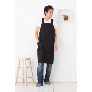 【ブラック】 Ｔ/Ｃタブリエクロスメンズエプロン