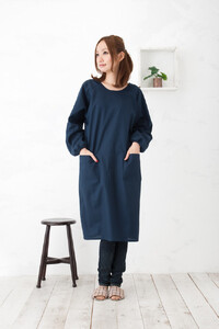 【ネイビー】ロング割烹着