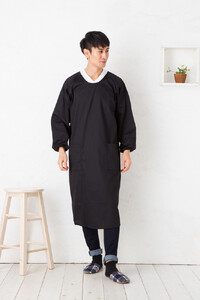 【ブラック】ロング丈シンプルラグランメンズ割烹着