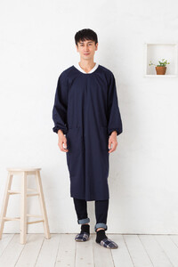[ネイビー]ロング丈シンプルラグランメンズ割烹着