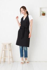 【ブラック】ホルターネックワンタッチエプロン（撥水・撥油）