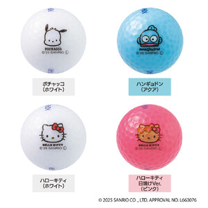 ゴルフボール KIRA★STAR×SANRIO CHARACTERS 24個入り[ポチャッコ、ハンギョドン、ハローキティ、ハローキテイ日焼けVer (4種類)] サンリオ ゴルフ キャスコ kasco