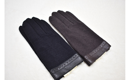 メンズ手袋(革バイピングデザイン) ブラック
