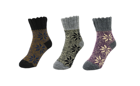 裏綿2重編雪柄靴下 (008363421)