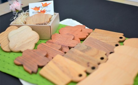 木製コースター(5枚組) 梅(素材クルミ)