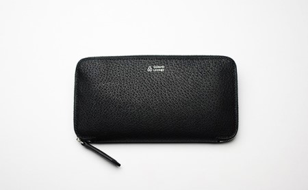 [GOMYO LEATHER]猪革 手縫いラウンドファスナー財布(黒)