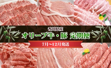香川県産 オリーブ牛、豚 500g 定期便(7月〜12月)