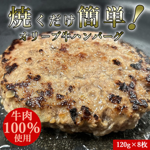 【ふるさと納税】オリーブ牛100%ハンバーグ120g×8