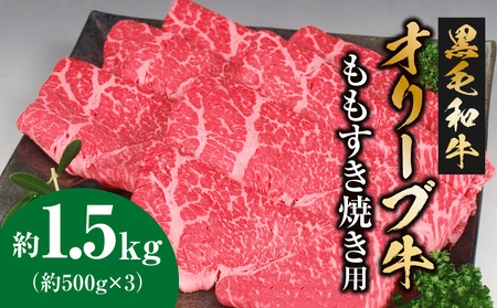 黒毛和牛オリーブ牛 ももすき焼き用 約500g×3_M18-00258 牛肉 すき焼き 肉