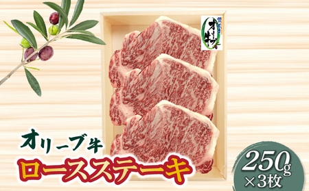 [ふるさと納税]オリーブ牛 ロースステーキ 750g (250g×3枚) [ 讃岐牛 国産 ブランド 黒毛和牛 牛肉 肉 ロース ステーキ 高級部位 贅沢 ギフト 霜降り 冷凍 ごちそう 小分け 人気 送料無料 香川県 三豊市 50000 50, 台 返礼品 株式会社ササハラ ]