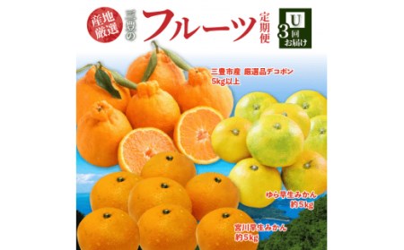 産地厳選三豊のフルーツ3回定期便 U フルーツ ふるーつ 果物 くだもの 三豊市[配送不可地域:北海道・沖縄県・離島]_M64-0061 定期便 旬のセット / ふるーつ 詰め合わせ 果物 春 夏 秋 冬