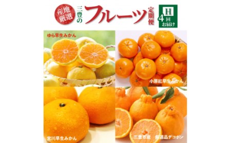 [ふるさと納税][配送不可地域:北海道・沖縄県・離島]定期便 4回 フルーツ ゆら早生みかん 小原紅早生みかん 宮川早生 S〜Lサイズ 三豊市産 厳選品 デコポン 旬の季節 お届け 瀬戸内式気候 香川県 三豊市 お取り寄せグルメ お取り寄せ 送料無料