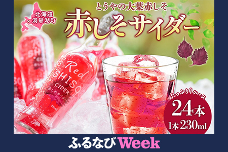 [ふるなびWEEK対象]北海道 赤しそ サイダー 230ml×24本 10月末までお届け シソ しそ 大葉赤紫蘇 炭酸 さっぱり ポリフェノール 契約農家 手詰み 産地直送 ピュアフーズとうや 送料無料 飲料類 炭酸飲料 果実飲料 ジュース