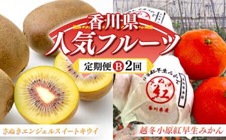 [人気フルーツ定期便B 2回] [さぬきエンジェルSキウイからスタート] さぬきエンジェルSキウイ 約1kg 越冬小原紅早生 約1kg キウイ キウイフルーツ みかん 柑橘 旬 果物 国産 香川県 フルーツ定期便 F5J-928