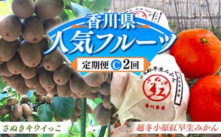 [人気フルーツ定期便C 2回] [さぬきキウイっこからスタート] さぬきキウイっこ 約1kg 越冬小原紅早生 約1kg キウイ キウイフルーツ みかん 柑橘 旬 果物 国産 香川県 フルーツ定期便 F5J-929