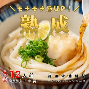 しあわせ製麺の『本場讃岐純生熟成うどん』大盛12人前 鎌田醤油特製うどんつゆ付き