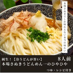 純生！【冷うどんが旨い】本場さぬきうどんめん一のひやひや(8人前)【L-16】