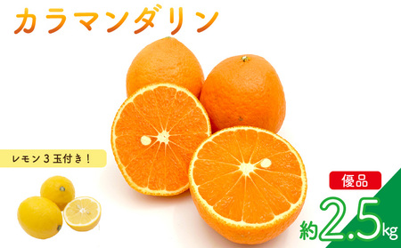 [先行予約]カラマンダリン (優品) 約2.5kg & 瀬戸内海の島レモン 3玉 セット | みかんみかんみかんみかんみかん 