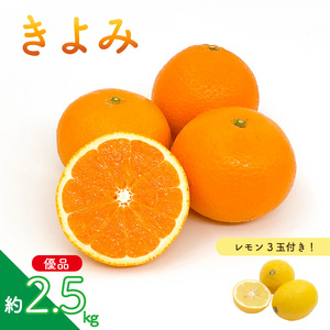 [先行予約] きよみ (優品) 約2.5kg & 瀬戸内海の島レモン3玉 | みかんみかんみかんみかんみかん 