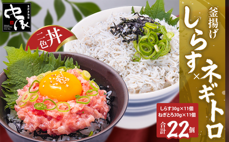 釜揚げしらすとネギトロ二色丼セット(しらす30g×11・ネギトロ30g×11/計22パック) 