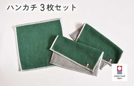 キャンバスタオル　ハンカチ　3枚セット（グリーン） [I002150HT3G]