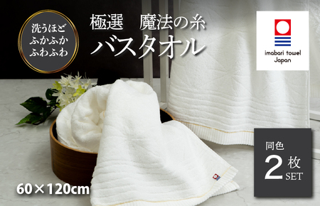 (今治タオルブランド認定品)極選魔法の糸 バスタオル 2枚セット (ホワイト) [I002980BT2]