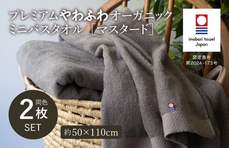（今治タオルブランド認定品）プレミアムやわふわオーガニック ミニバスタオル 2枚セット グレージュ【I003280BT2GY】 