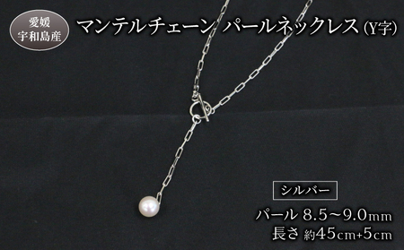 真珠 パール ネックレス ペンダント 8.5-9.0mm あこや真珠 ジュエリー マンテルチェーン Y字 Npearl シルバー アクセサリー あこや本真珠 本真珠 ファッション お祝い 人気 ギフト 贈り物 プレゼント 特産品 国産 真珠 愛媛 宇和島 A088-166003