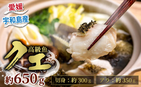 クエ 鍋用 650g ( 切り身 300g アラ350g ) クエ鍋セット 南予ビージョイ kue 産地直送 超高級魚 お取り寄せ 新鮮 海鮮 唐揚げ フライ 冷凍 流水解凍 鮮魚 海の幸 魚介 国産 愛媛 宇和島