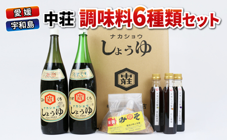 ＼10営業日以内発送/ 調味料 セット 6種類 濃口醤油 本印 淡口醤油 淡口 だし醤油 だし さしみ醤油 さしみ 刺身 刺し身 ぽん酢 麦みそ 詰め合わせ 詰合せ 中荘本店 老舗 醤油 しょうゆ みそ 味噌 大豆 こいくち うすくち 炒め物 煮物 調理 料理 国産 愛媛 宇和島
